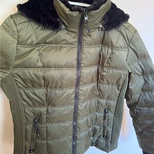 Women XXL - Midweight Down Bomber Jacket, Faux-Fur Hood & Collar - NWOT